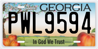 GA license plate PWL9594