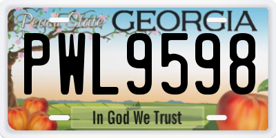 GA license plate PWL9598