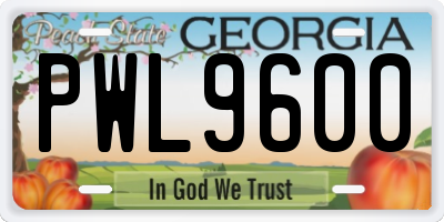 GA license plate PWL9600