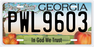 GA license plate PWL9603