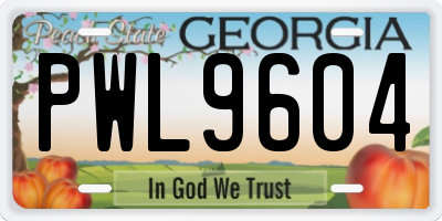 GA license plate PWL9604