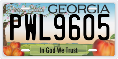 GA license plate PWL9605