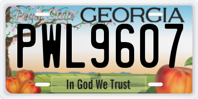 GA license plate PWL9607