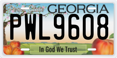 GA license plate PWL9608