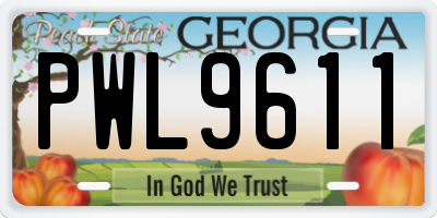 GA license plate PWL9611