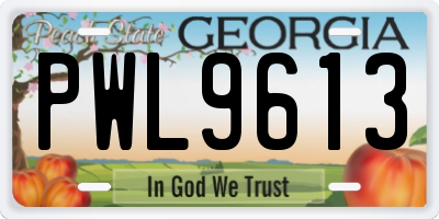 GA license plate PWL9613