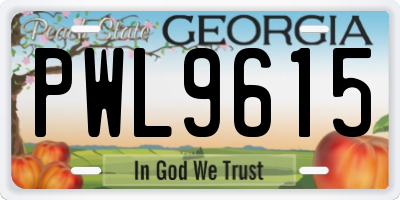 GA license plate PWL9615