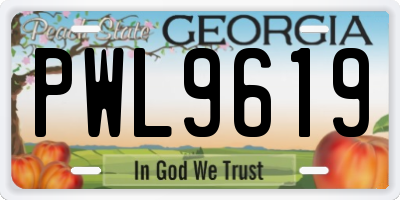GA license plate PWL9619