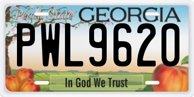 GA license plate PWL9620