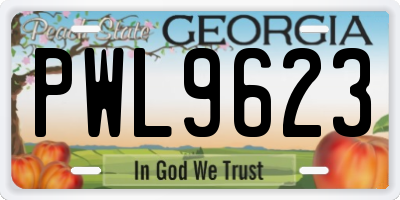 GA license plate PWL9623