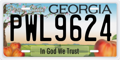 GA license plate PWL9624