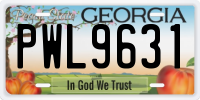 GA license plate PWL9631