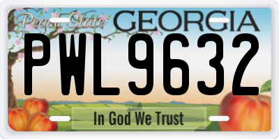 GA license plate PWL9632