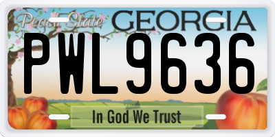 GA license plate PWL9636