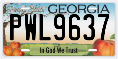 GA license plate PWL9637