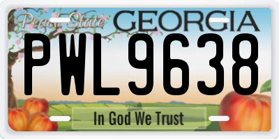GA license plate PWL9638
