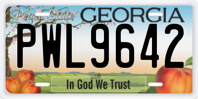 GA license plate PWL9642