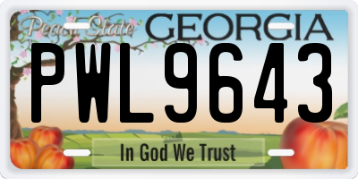 GA license plate PWL9643