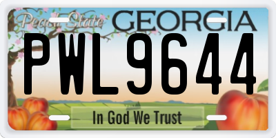 GA license plate PWL9644