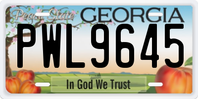GA license plate PWL9645