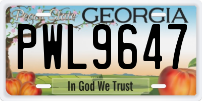 GA license plate PWL9647