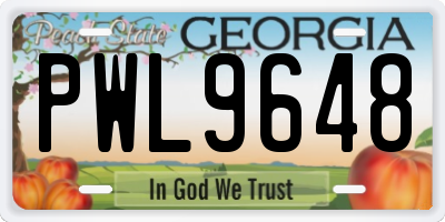 GA license plate PWL9648