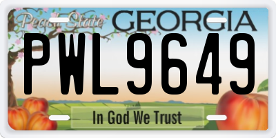 GA license plate PWL9649