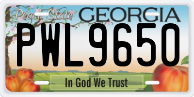 GA license plate PWL9650
