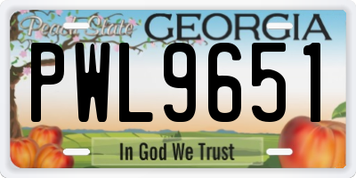 GA license plate PWL9651