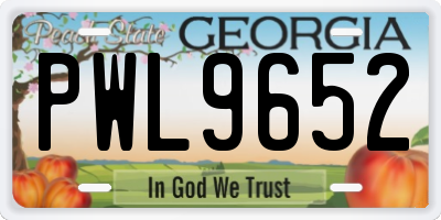 GA license plate PWL9652