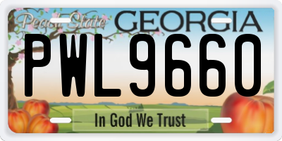 GA license plate PWL9660