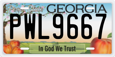 GA license plate PWL9667