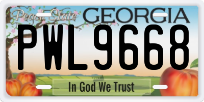 GA license plate PWL9668