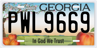 GA license plate PWL9669