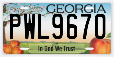 GA license plate PWL9670