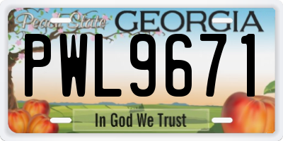 GA license plate PWL9671