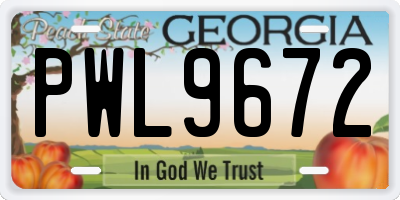 GA license plate PWL9672