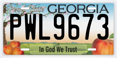 GA license plate PWL9673