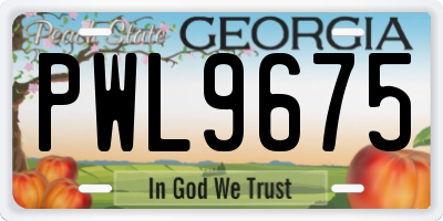 GA license plate PWL9675
