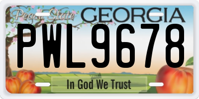 GA license plate PWL9678