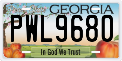 GA license plate PWL9680