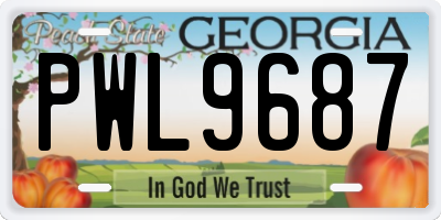 GA license plate PWL9687