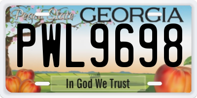 GA license plate PWL9698