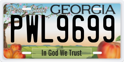 GA license plate PWL9699