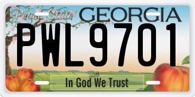 GA license plate PWL9701