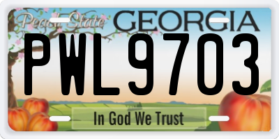 GA license plate PWL9703