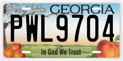 GA license plate PWL9704