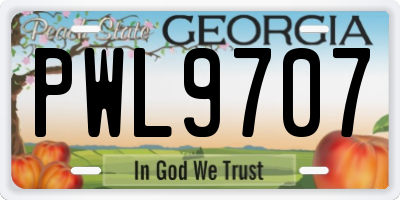 GA license plate PWL9707