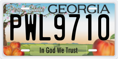 GA license plate PWL9710