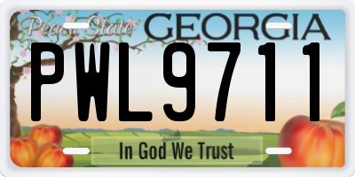 GA license plate PWL9711